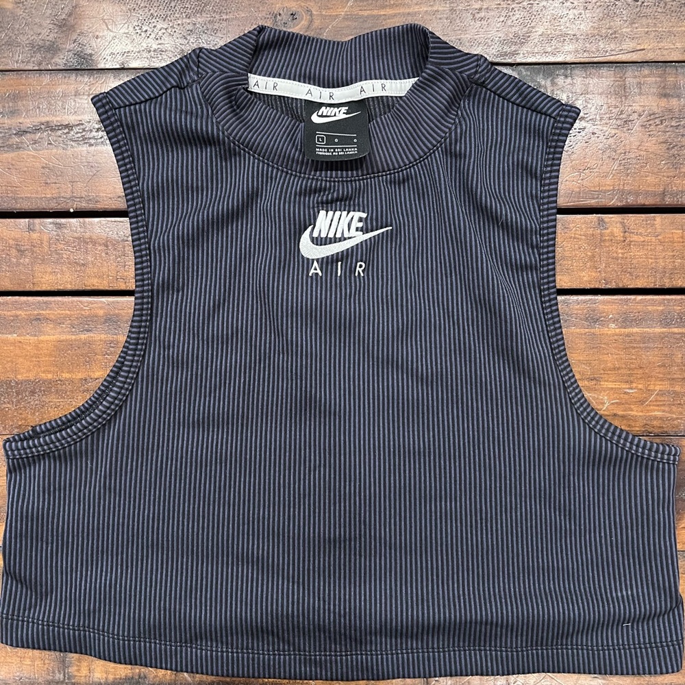 Nike Crop Tank Top, Size L, Black Color ribbed slim fit athletic